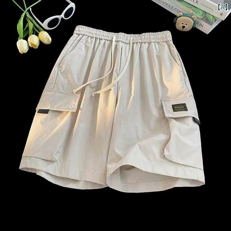 ハーフパンツ メンズ 男性用 カーキ 黒 ポリエステル 直筒型 ゆったり 5分丈パンツ 普段使い 部屋着 スポーツ 伸縮性1(4)