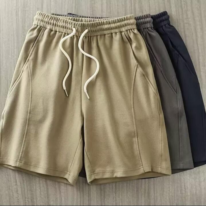 ハーフパンツ メンズ 男性用 カーキ スポーツ スウェットパンツ ニット 伸縮性 ウエストゴム 5分丈パンツ 無地 普段使い 部屋着