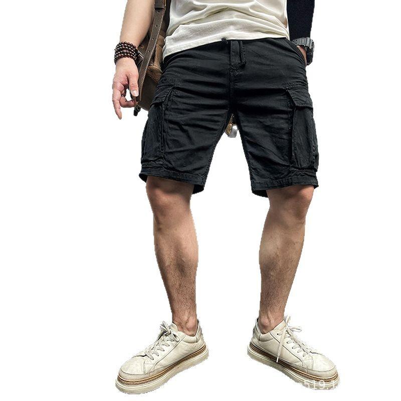 ハーフパンツ 男性用 綿 カーゴパンツ 膝丈 ショートパンツ イージーパンツ 普段使い アウトドア カーキ ブラック グレー