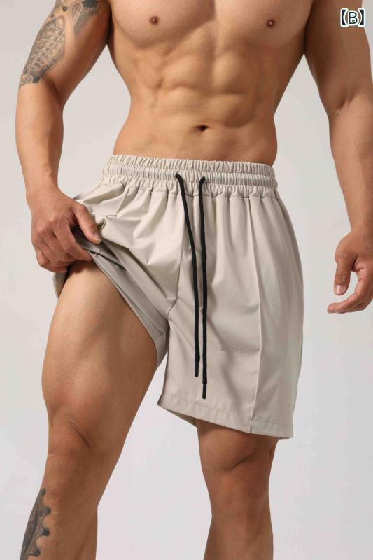 ショートパンツ 男性用 接触冷感 スポーツ ハーフパンツ ナイロン 切り替え カーキ...