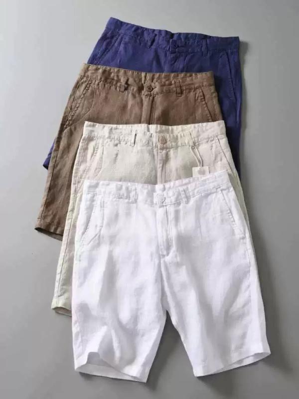 ハーフパンツ メンズ 男性用 麻 リネン 薄手 接触冷感 通気性 カプリパンツ 5分丈 直筒 ズボン 短パン ショーツ 綿 麻 リラックス イージーパンツ カフェ色 ビジネス カジュアル