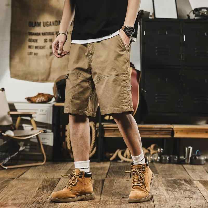 パンツ メンズ カーゴパンツ ハーフパンツ カーキ 5分丈 短パン ゆったり ストレート 薄手 ワークパンツ 普段使い アウトドア