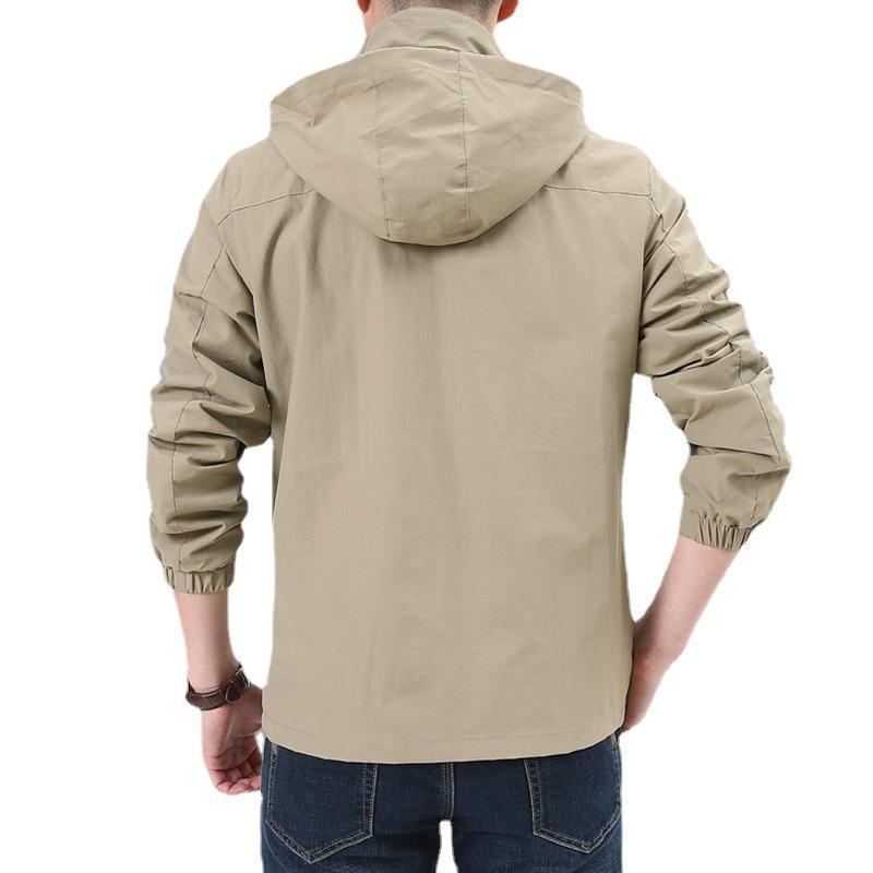 Jumper, Blouson - ジャケット 男性用 運動着 秋冬 防風 耐摩耗性 パーカー 大きいサイズ カーキ グレー ブラック 軍緑 深青