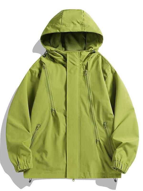 ジャケット 男性用 アウトドア 登山 防雨 防風 春秋 無地 ポリエステル アイボリー ブラック カーキ パープル グリーン