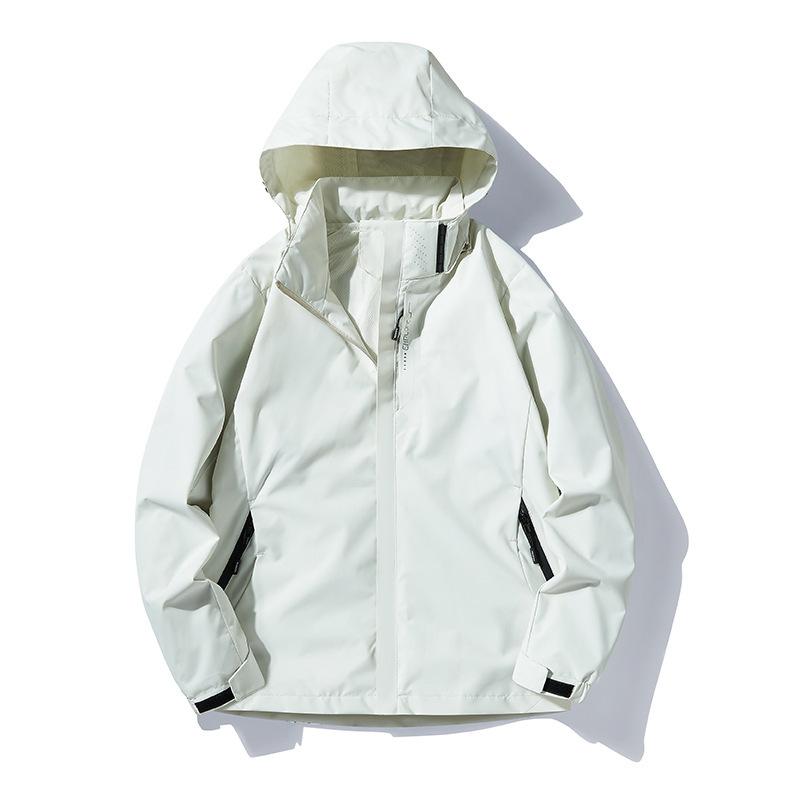 Wear - マウンテンパーカー メンズ レディース 薄手 防水 防風 フード付き アウトドアウェア 登山 春秋 アイボリー ブラック グレー レッド ネイビー ブルー