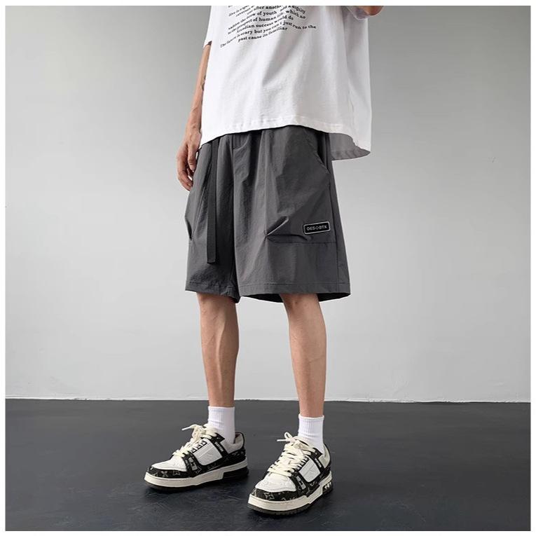 ハーフパンツ 男性用 ワークパンツ カーゴパンツ 膝丈 ゆったり ストレート 無地 カジュアル ブラック カーキ