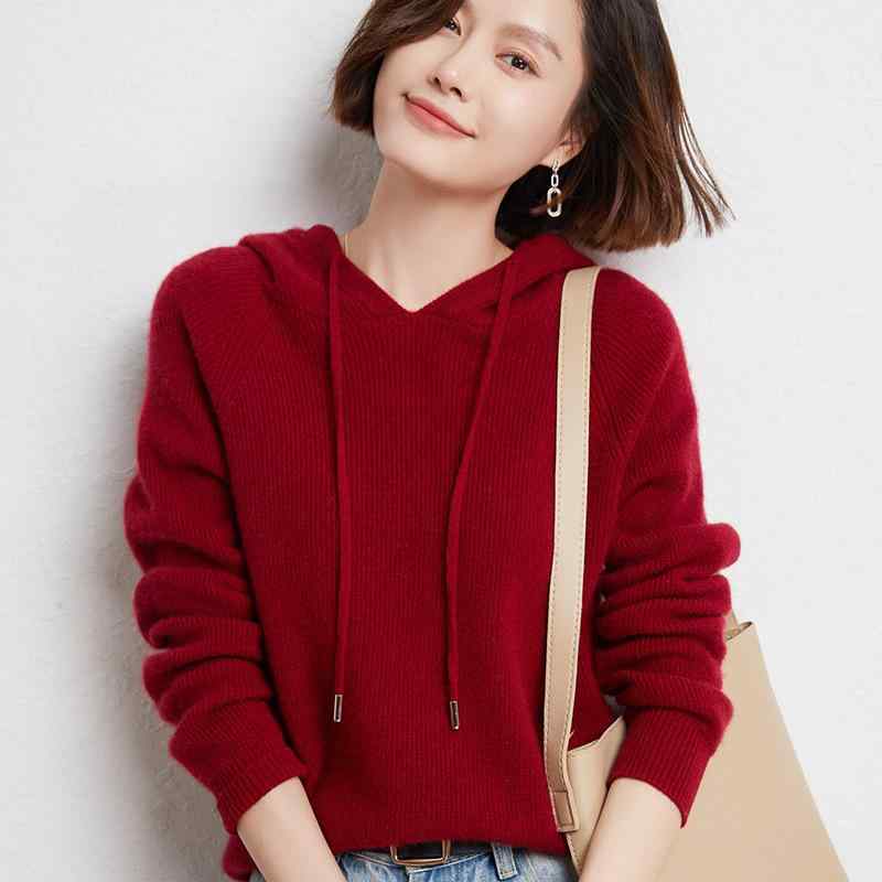 Rakuten - ニット レディース 秋冬 フード付き セーター ゆったり 厚手 トップス プルオーバー カットソー 無地 長袖 カジュアル 通勤 オフィスカジュアル 白 緑 黒 青 ベージュ キャメル