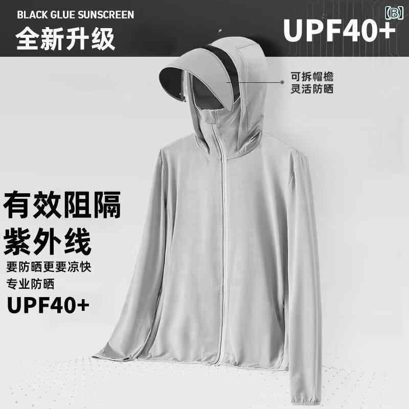 LINEAR shopのアウター 男性用 接触冷感 薄手UVカットパーカー 釣り ウェア ポリエステル 涼しい 通気性 スポーツ アウトドア 白 グレー 青 春夏｜アングル3