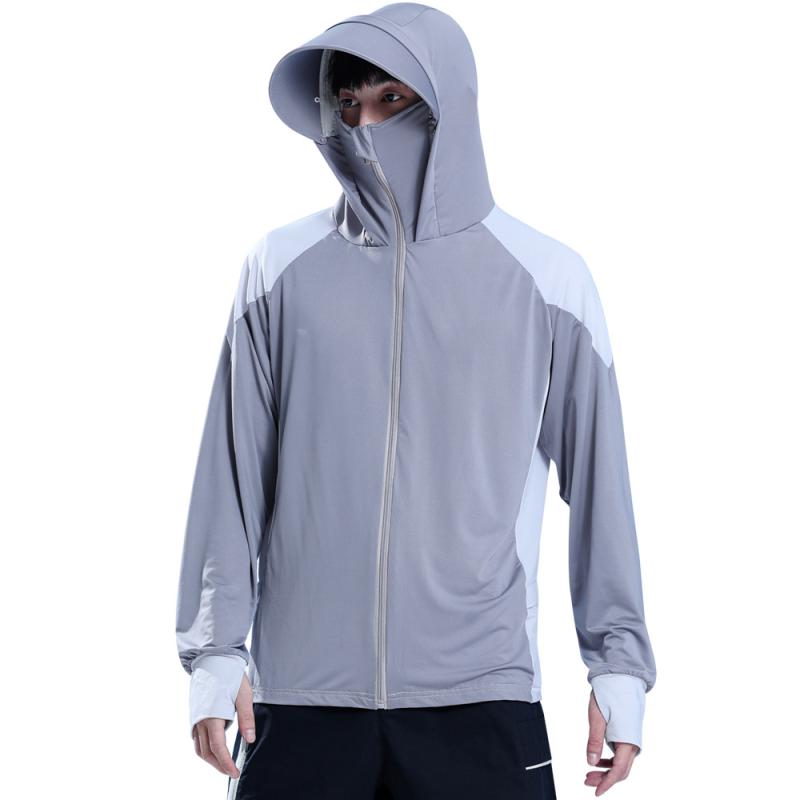 アウター 男性用 UVカット 接触冷感 薄手 通気性 釣り 紫外線対策 日焼け防止 撥水 軽量 スポーツ アウトドア ウェア グレー 深グレー 白 黒 紺色 水色 ポリエステル