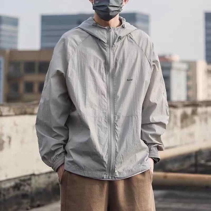 ジャケット 男性用 薄手 ラッシュガード フード付き 接触冷感 紫外線対策 部屋着 ストリート カジュアル 白 ホワイト…