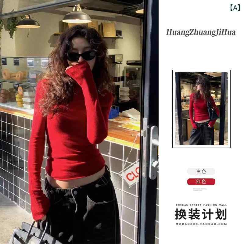 ニット レディース 赤 インナー トップス 秋冬 ウール 長袖 セーター ニットソー プルオーバー ラウン..