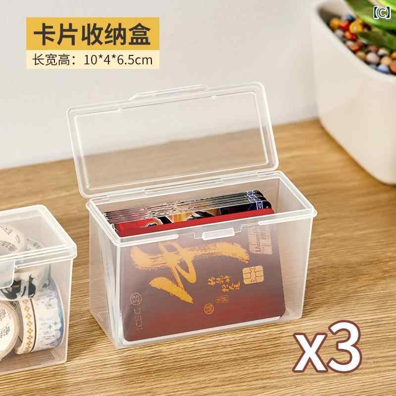 カード オーガナイザー ボックス 透明な デスク トップ プラスチック カードホルダー 銀行 名刺 小さめ フリップ 収納.オシャレ