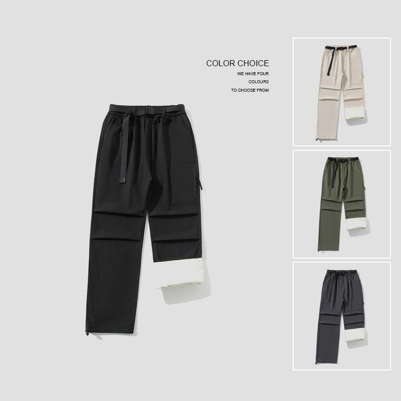 パンツ 男性用 防風 防水 ワークパンツ カーゴパンツ 裏起毛 秋冬 登山 スキー アウトドア 普段使い ブラック系