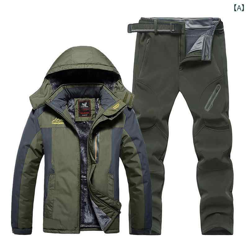 マウンテンパーカー メンズ 男性用 裏起毛 防寒 防水 登山ウェア アウトドア 上下...