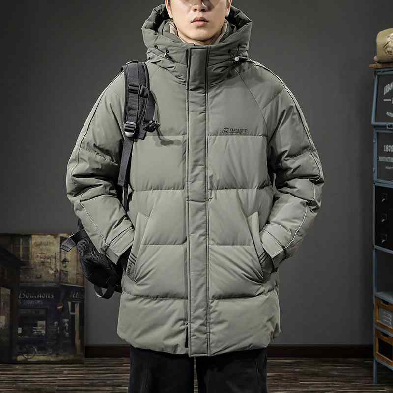 羽绒服 メンズ 男性用 冬季 アウトドア スキー ウェア 中 длинный丈 フード付き グースダウン パディング あったか 防寒 アウター ゆったり(4.0)