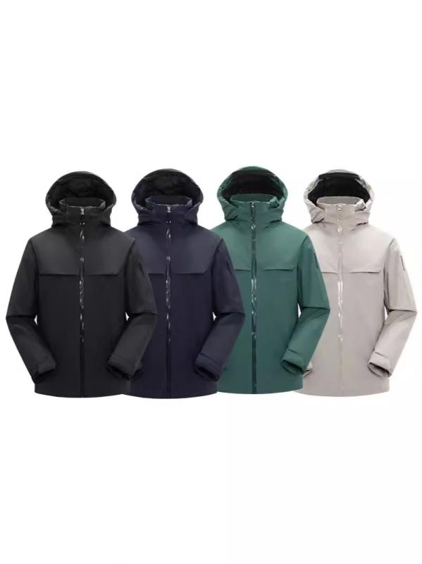 Rakuten - 羽绒服 メンズ 男性用 防水 防寒 取り外し可能 フード付き スキー ウェア アウトドア 白鹅绒 ポリエステル 秋冬 ブラック ブルー グリーン ホワイト 普段使い レジャー