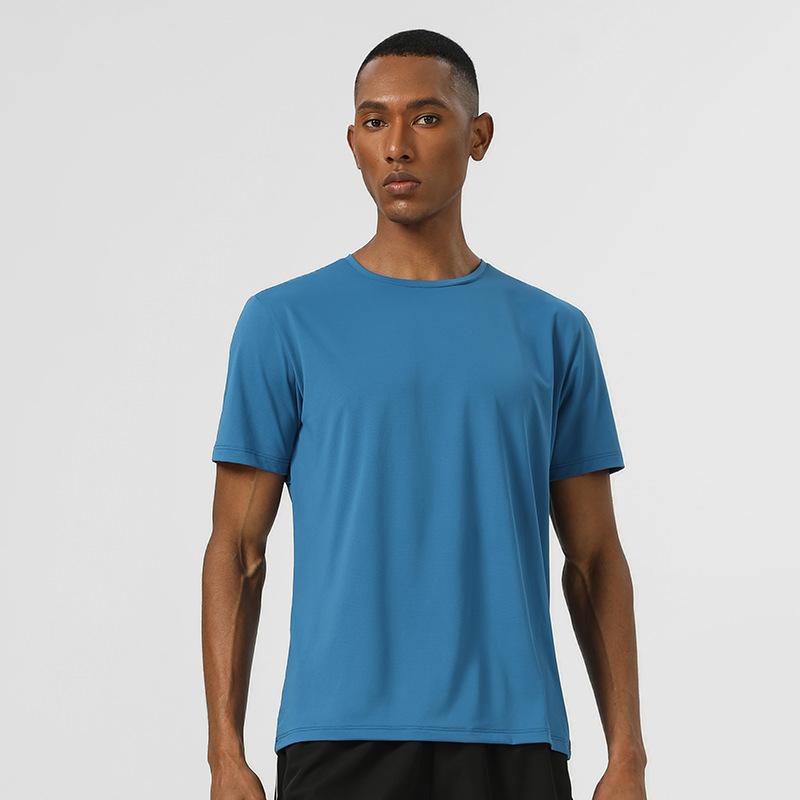 Tシャツ 男性用 速乾 高通気性 ポリエステル 吸湿 半袖 トップス アウトドア スポーツ ウェア リフレクター付き 黒 エメラルド 彩ブルー