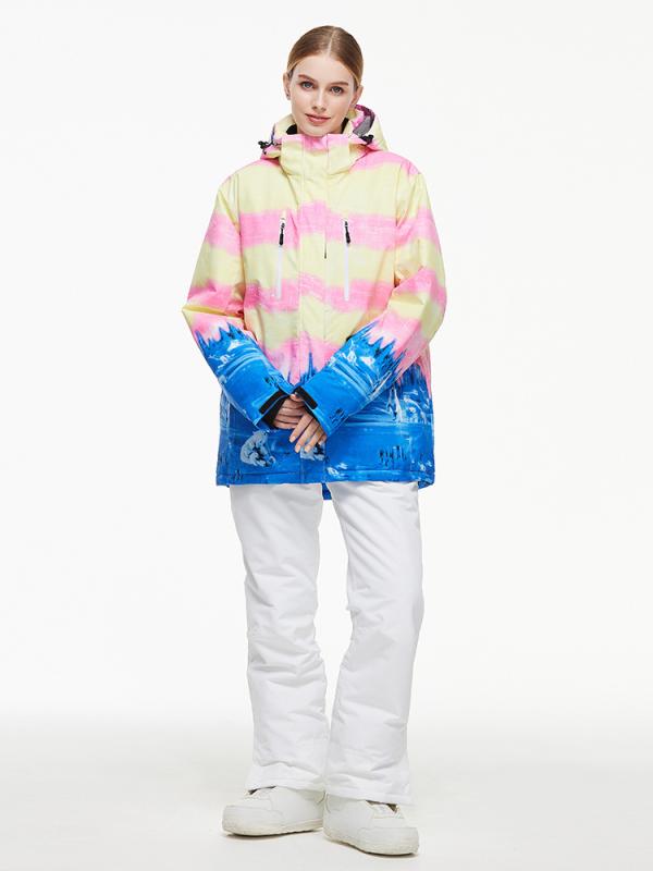 スキーウェア レディース セットアップ 防水 防寒 保温 スキーパンツ 上下セット ブルー ピンク グリー..