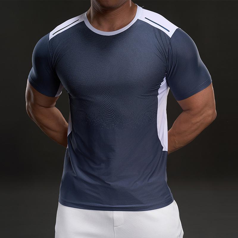 Tシャツ 男性用 春夏 接触冷感 吸湿速乾 ポリエステル スポーツ トレーニング ランニング ウェア トップス 半袖 黒 白