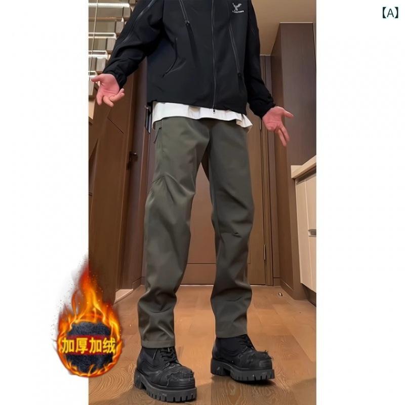 Rakuten - パンツ 男性用 防風 防水 ズボン 裏起毛 厚手 カーゴパンツ ストレート ミリタリーテイスト アウトドア 普段使い 作業着 ブラック カーキ