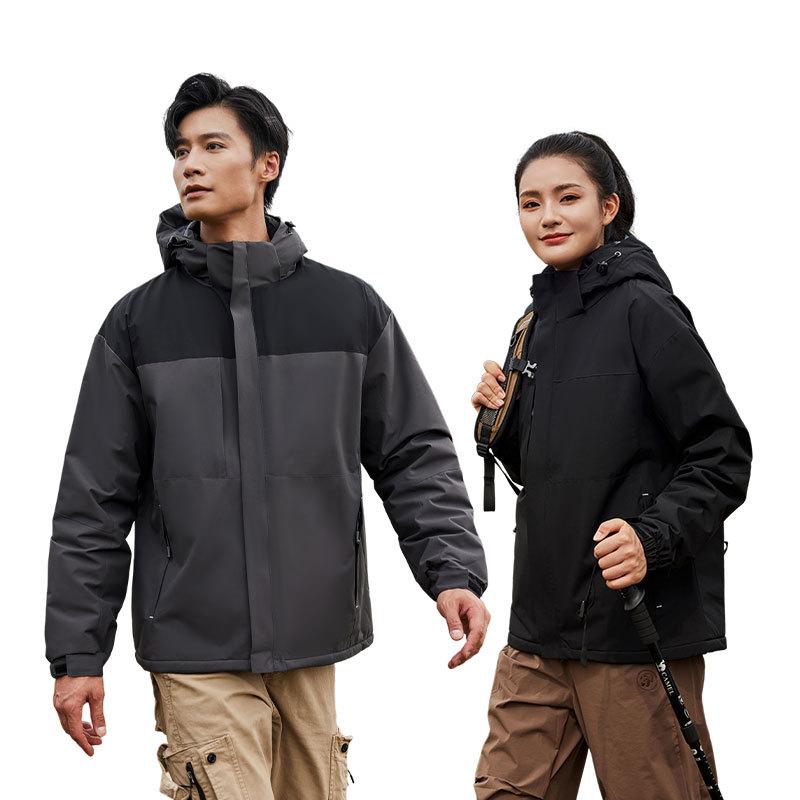 マウンテンパーカー メンズ レディース 防風 登山ウェア 配色 取り外し可能 アウトドアジャケット 男性用 女性用 秋冬(4.0)
