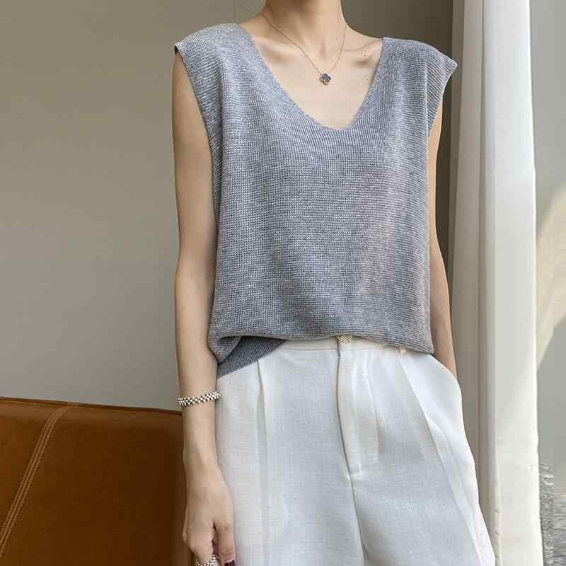 ニットベスト レディース 春夏 Vネック 花柄 ゆったり 重ね着 トップス 日韓風 カジュアル 静謐ブラック 浅花グレー 花キャメル 米ホワイト カーキ M L