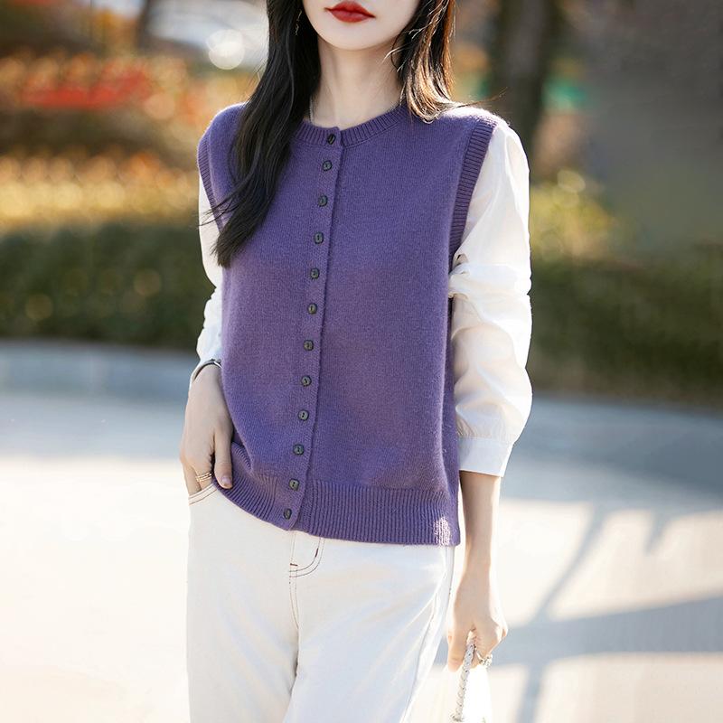 カーディガン レディース 春物 法式スタイル ニット トップス 配色 ラウンドネック 長袖 粘胶纤维 普段..