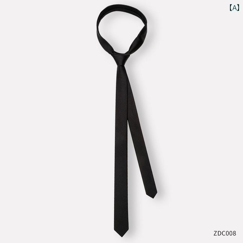 男性用 ブラック ネクタイ クラシック 薄型 細身 豪華 フォーマル ビジネス 韓国 結び目なし 学生 手結び 軽い エレガント