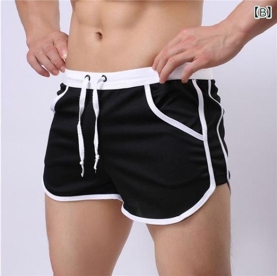 ハーフパンツ 男性用 薄手 伸縮性 吸湿速乾 スポーツ カジュアル 赤 黒 白 灰色 紺 青