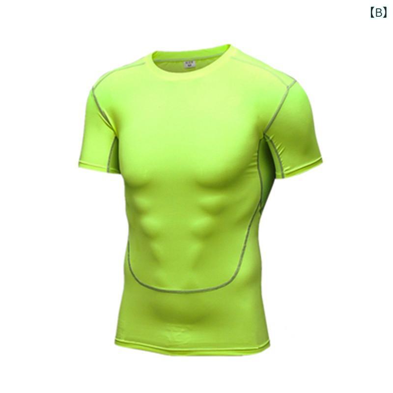 Tシャツ 男性用 伸縮性 速乾 スポーツ トレーニングウェア ランニング フィットネ...
