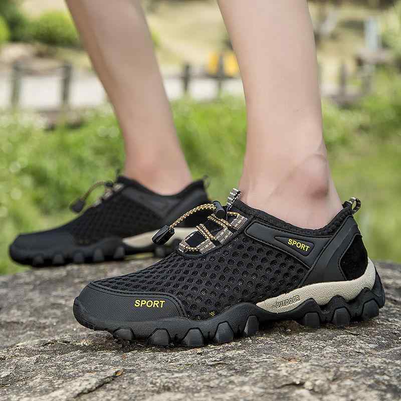 スニーカー メンズ 運動靴 アウトドア 登山靴 スポーツシューズ 通気性 メッシュ 軽量 カジュアル 黒 青 グレー 春夏