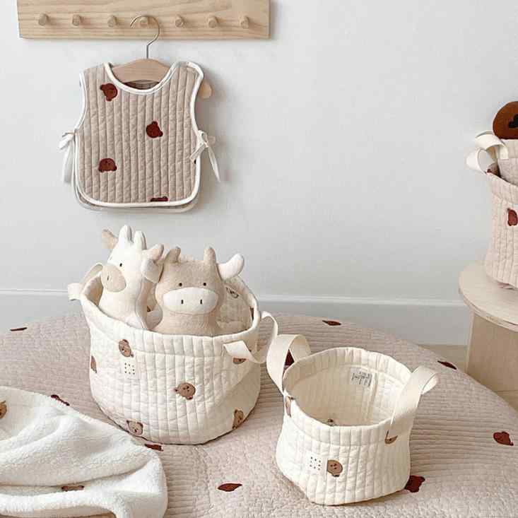 ベビー用品 収納 整理袋 全綿 コットン製 おむつ 衣類 おもちゃ 北欧風 かわいい 小熊 鬱金香 旅行 整理 寝室