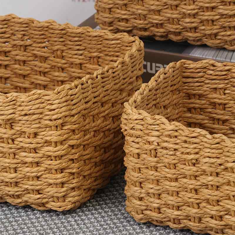 収納かご 太編み 紙ひも 衣類 化粧品 雑貨 整理 玄関収納 バスケット