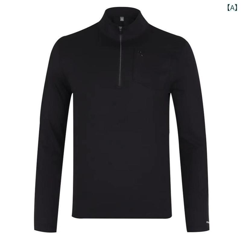 Tシャツ メンズ 男性用 長袖 ハーフジップ スポーツウェア トップス 立襟 カットソ...