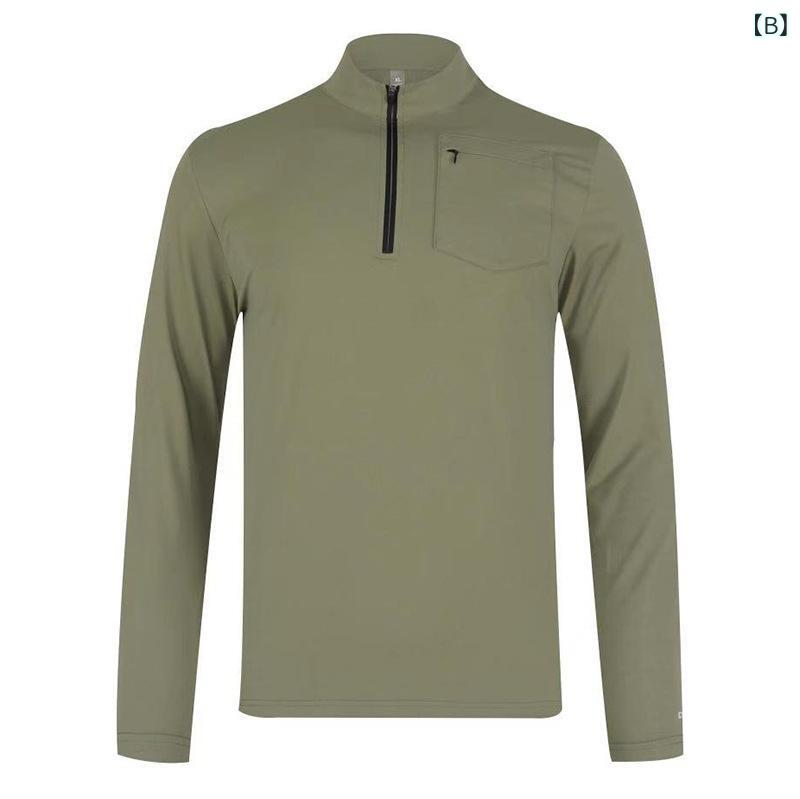Tシャツ メンズ 男性用 長袖 ハーフジップ スポーツウェア トップス 立襟 カットソ...
