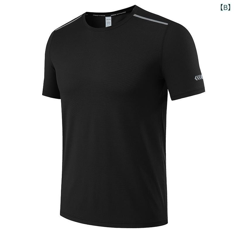 Tシャツ 男性用 ランニングウェア スポーツウェア 半袖 ポリエステル 無地 白 黒 ...