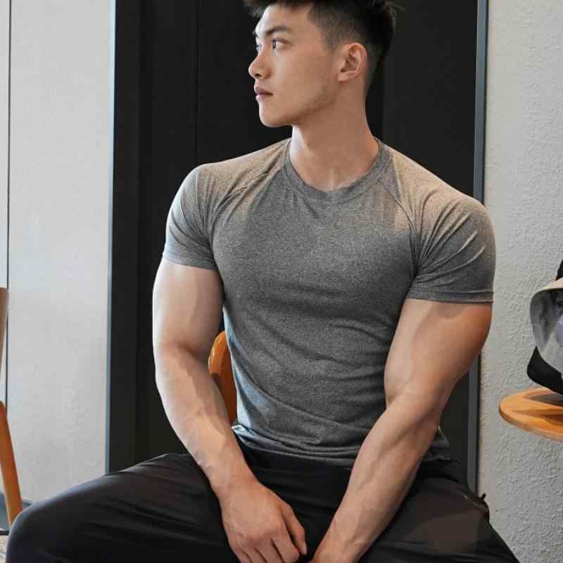 Tシャツ 男性用 速乾 ストレッチ トレーニングウェア スポーツウェア ランニング 筋トレ ジム 半袖 ポリエステル ホワイト ブラック グレー