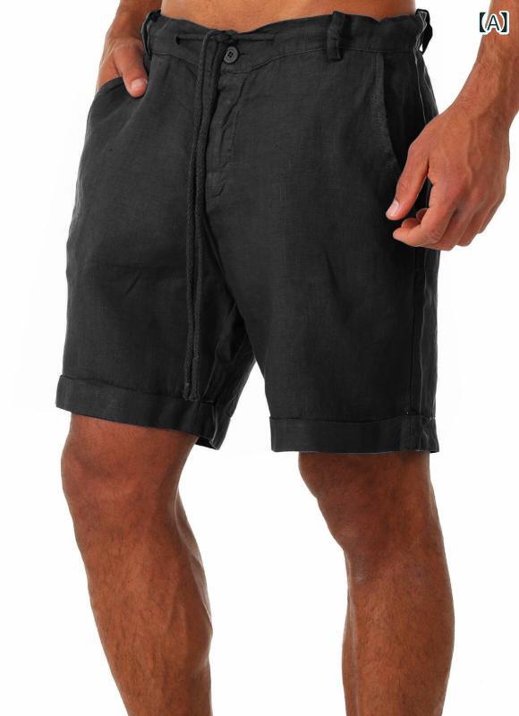 パンツ 男性用 スポーツショートパンツ リネン 短パン ハーフパンツ ルームウェア ...