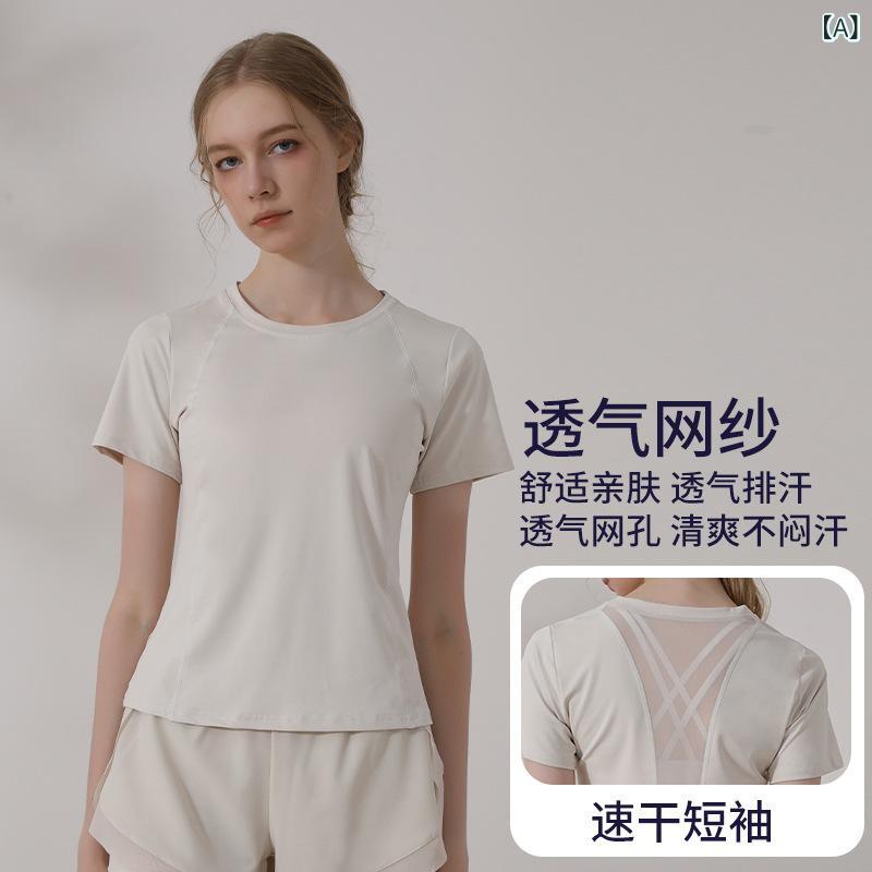 Tシャツ レディース 薄手 ヨガウェア スポーツウェア ランニングウェア スリムフィ...