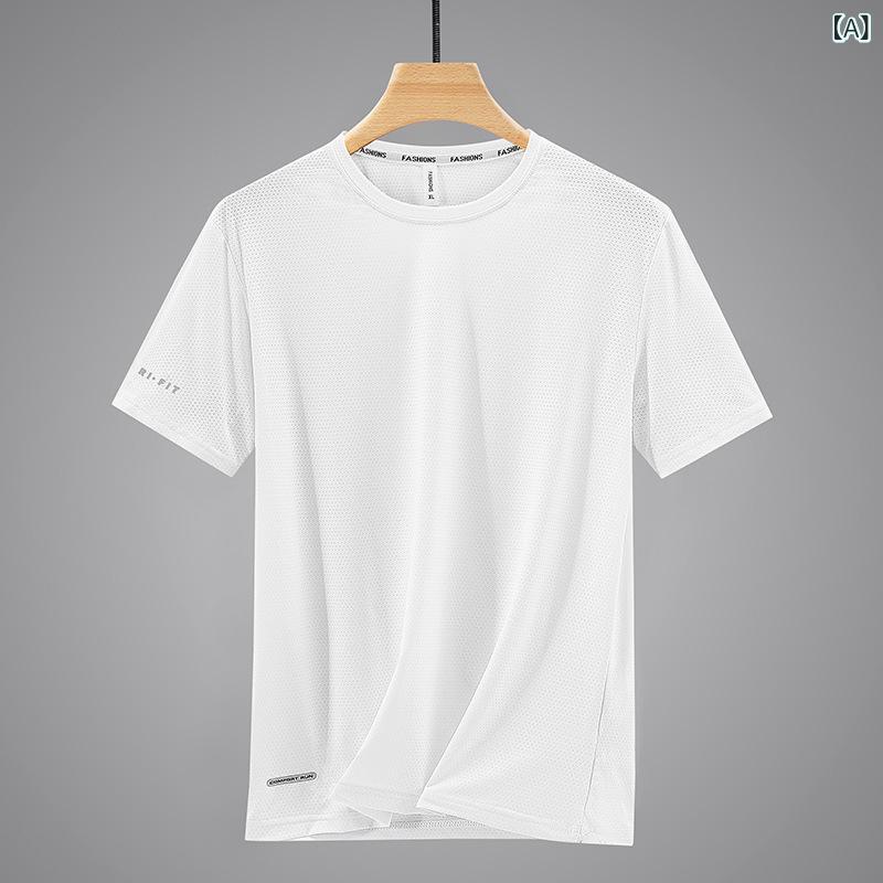 Tシャツ メンズ 男性用 夏 接触冷感 吸湿速乾 半袖 スポーツウェア トレーニングウェア ランニングウェア 部屋着 普段使い ホワイト ブラック グレー ブルー レッド グリーン 大きいサイズ