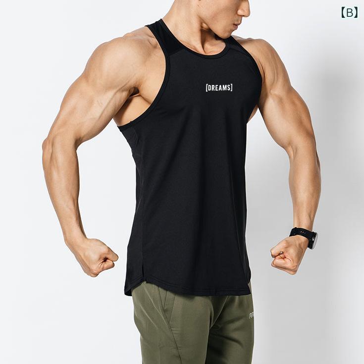 LINEAR shopのトレーニングウェア 男性用 タンクトップ スポーツウェア ノースリーブ Tシャツ ランニング 筋トレ 速乾性 ストレッチ 伸縮性 ポリエステル ホワイト ブラック レッド グレー｜アングル3