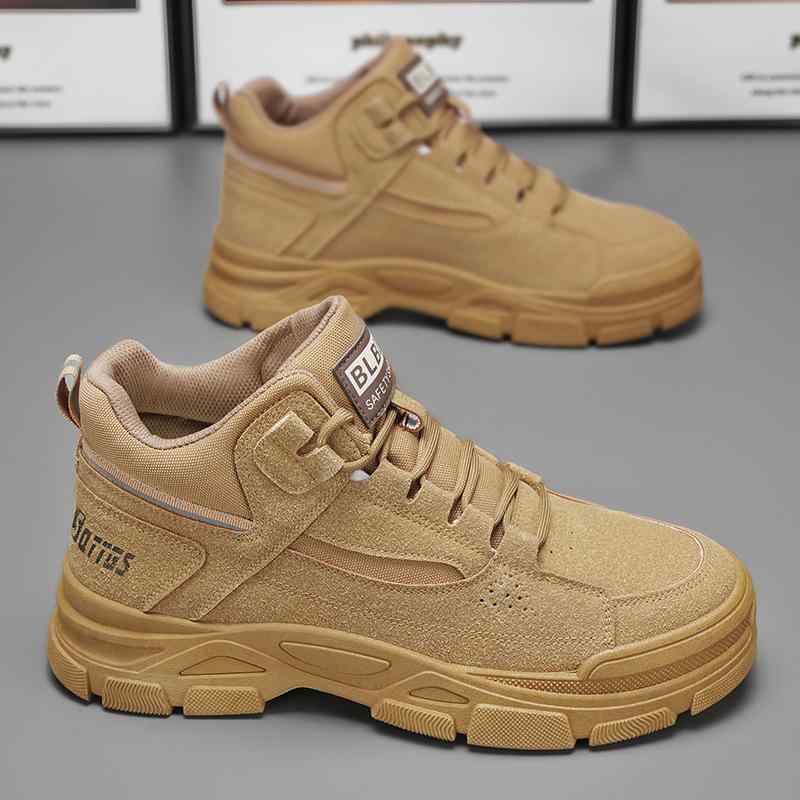 ブーツ 男性用 高帮 レースアップ ワークブーツ メンズ 紳士靴 防滑 耐摩耗 黒 茶色 PUレザー カジュアル アウトドア