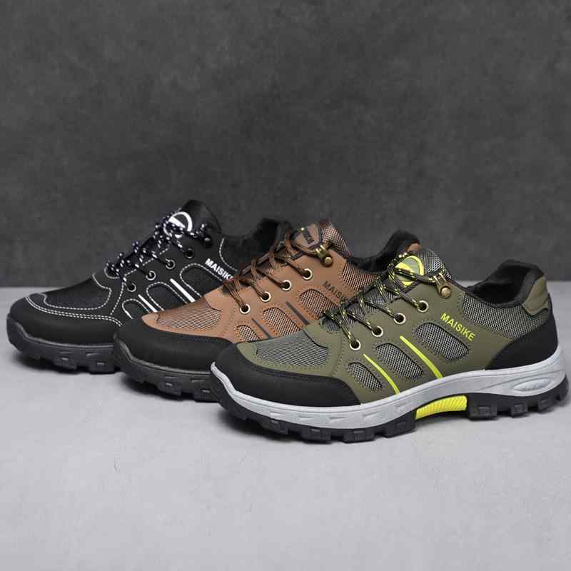 安全靴 男性用 作業靴 登山靴 メンズ ワークシューズ アウトドア スニーカー 通気性 衝撃吸収 滑り止め 履きやすい 春夏 秋冬 深棕色 黒 緑1