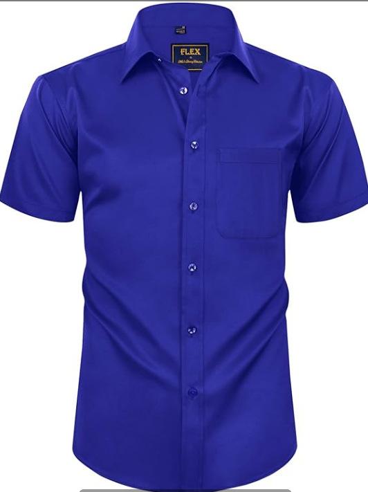 Long-Sleeve （Shape Holding） - シャツ メンズ 男性用 ビジネス 半袖 無地 コットン混紡 形態安定 防汚加工 開襟シャツ 黄家藍 灰色 天藍色 酒红色 紫色 白色 黒色 深藍色 浅灰色 浅紫色 浅绿色