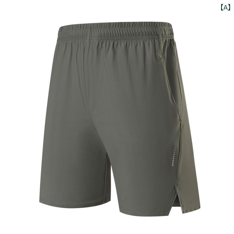 LINEAR shopのハーフパンツ メンズ 男性用 スポーツ トレーニング ランニング 接触冷感 吸湿速乾 伸縮性 カーキグレー 墨色 山岩グレー カーボンブラック｜アングル2