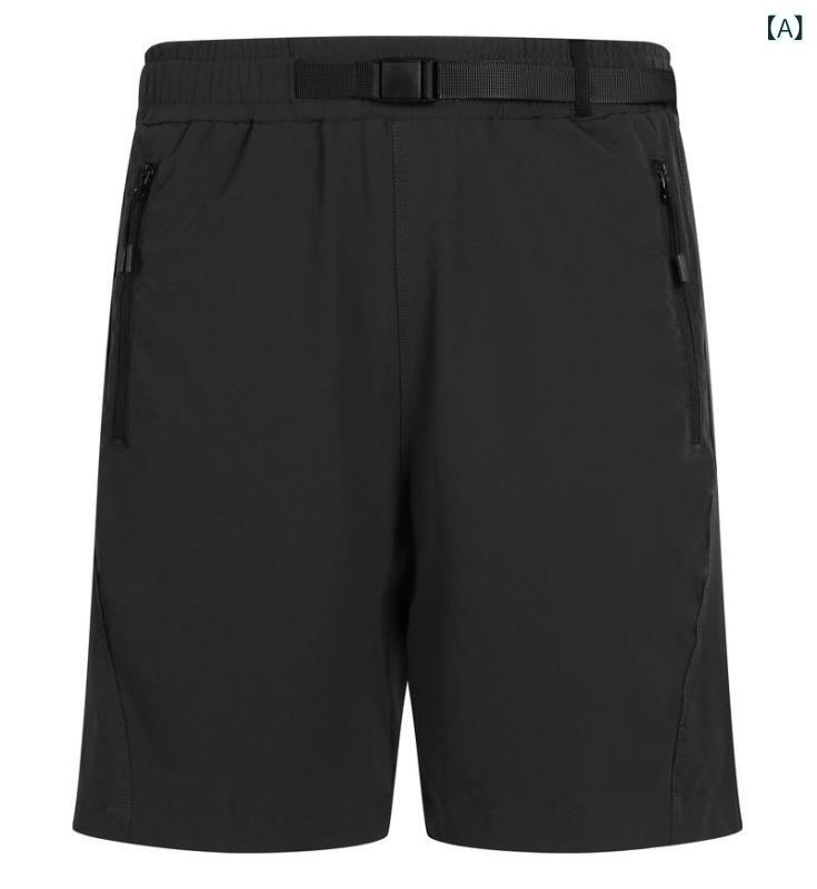LINEAR shopのパンツ メンズ 男性用 速乾 ハーフパンツ アウトドア スポーツ ウェア 5分丈 トレーニング ランニング サイクル 運動着 ジム フィットネス 通気性 ストレッチ 伸縮性 春夏 秋 黒 ブラック グレー カーキ｜アングル2