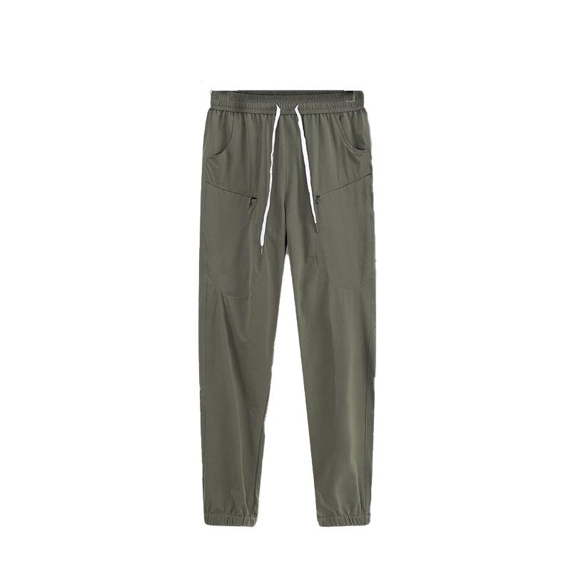 メンズ 速乾パンツ 薄手 接触冷感 アウトドア カジュアル スポーツ ランニング 登山 ロングパンツ ズボン カーキ ブラック系(4.0)