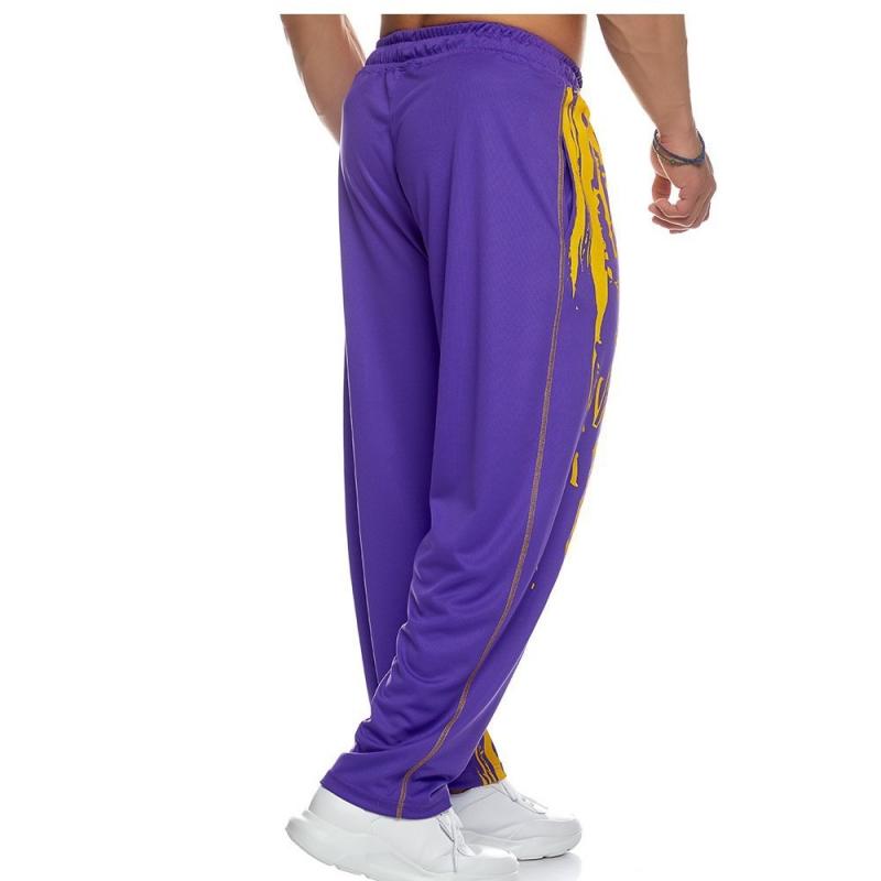 パンツ メンズ 男性用 スポーツ トレーニング ウェア 運動着 部屋着 リラックス ウェア 吸湿速乾 薄手 ルーズ 黄色 紫色 黒色 白色