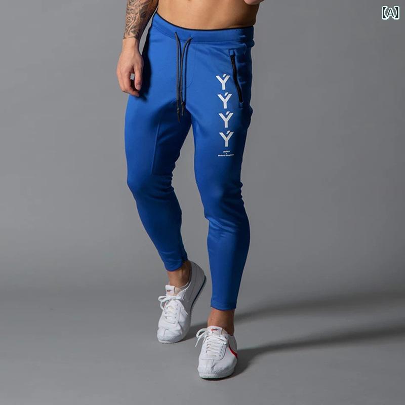 パンツ 男性用 ランニングパンツ スウェットパンツ 混紡 スリム テーパード ドロー...