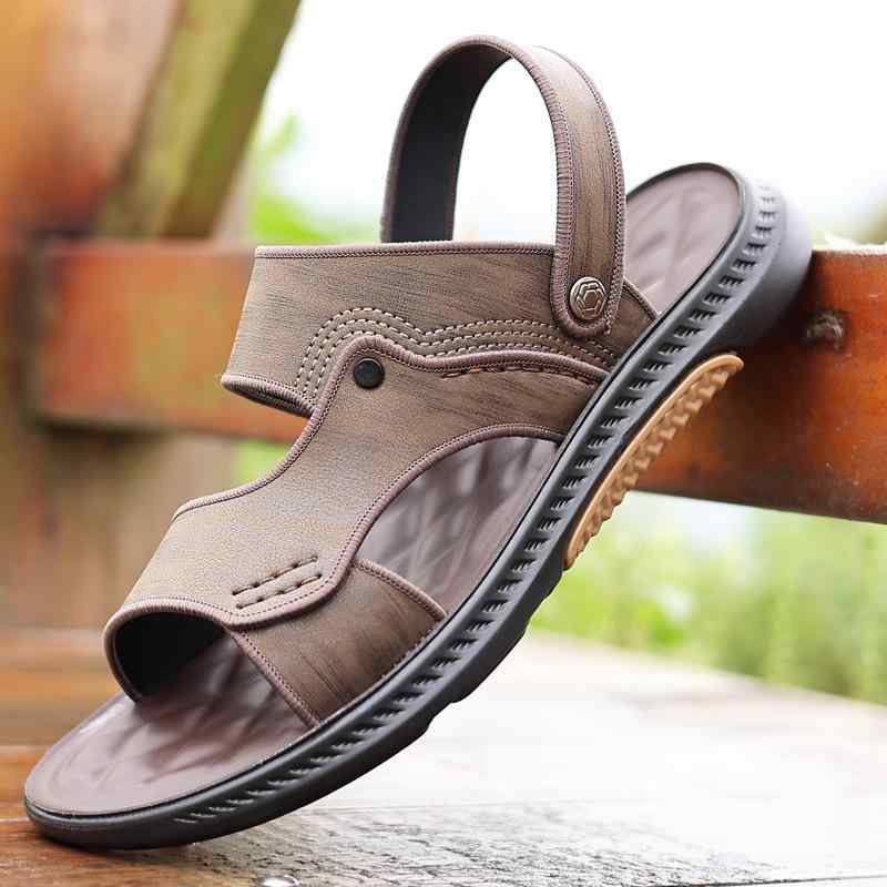 サンダル 男性用 メンズ 2way サンダル スリッパ ビーチサンダル アウトドア レジャー 滑り止め 屈曲性 歩きやすい 履きやすい 合成皮革 黒 ブラック グレー